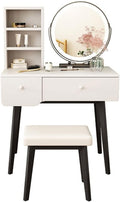 Vanity Benches Vanity Table Set Bedroom Small Apartment with Drawer Dresser Cosmetic Storage Table with Mirror, Dressing Stool (Color : A)