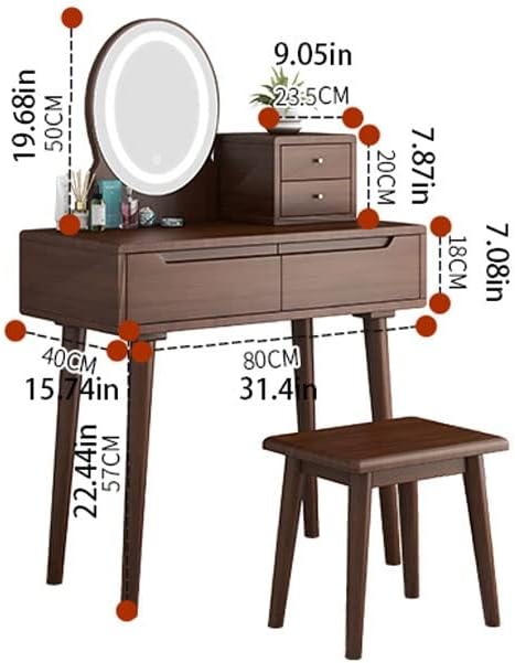 Vanity Benches Dressing Table with Lamp and Mirror Integrated Modern Minimalist Dressing Table Small Apartment Bedroom Makeup Table (Color : A)