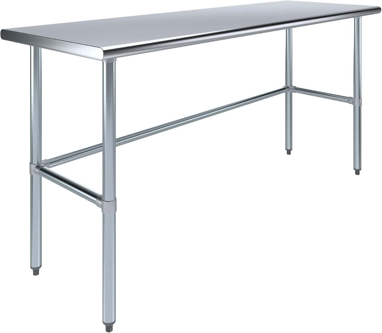 60' x 24' Stainless Steel Open Base Work Table – NSF Certified Commercial Utility Table with Galvanized Legs for Kitchens, Labs, and Garages