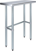 30″ × 14″ Open-Base Stainless Steel Work Table – NSF Certified Narrow Commercial Prep Table with Galvanized Legs for Kitchens, Labs & Food Trucks