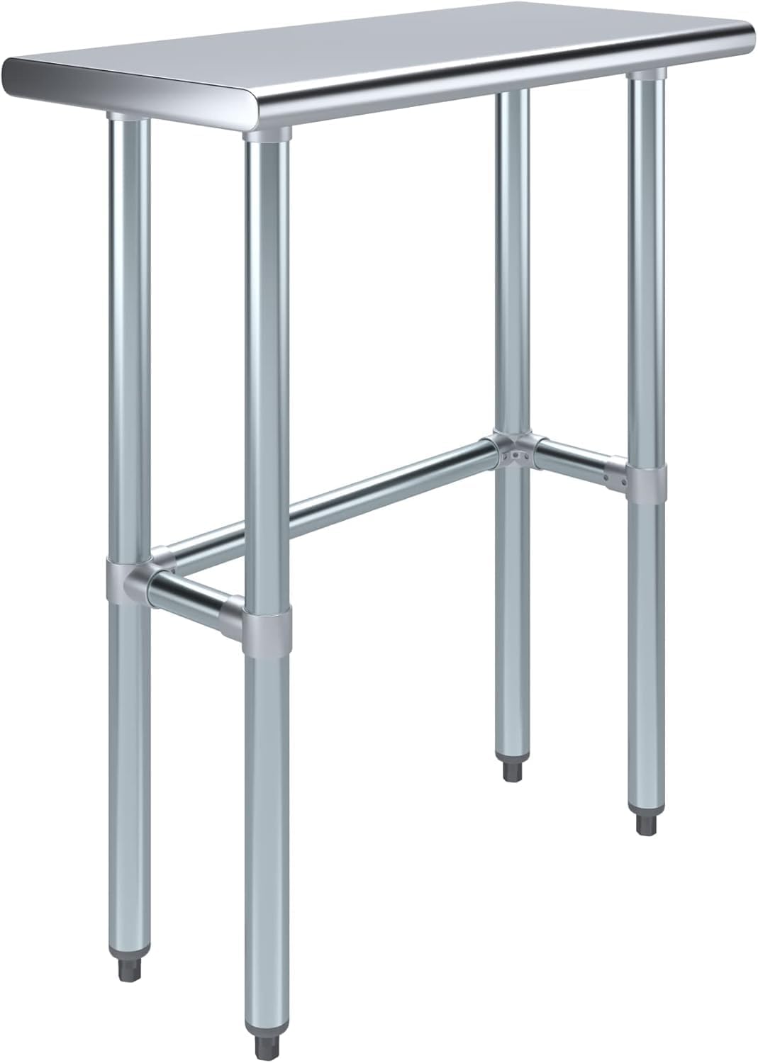 30″ × 14″ Open-Base Stainless Steel Work Table – NSF Certified Narrow Commercial Prep Table with Galvanized Legs for Kitchens, Labs & Food Trucks