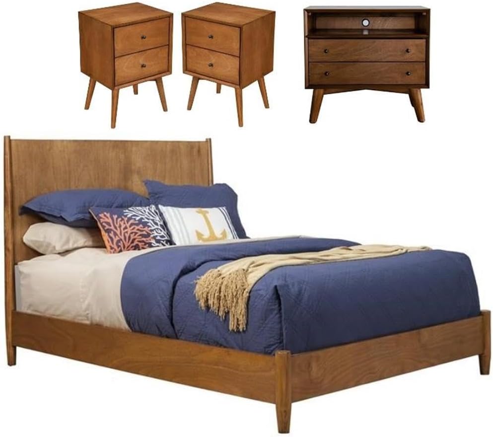 Home Square 4 Piece Set with Large Nightstand Standard King Bed & Nightstand