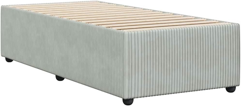 Light Grey Velvet Upholstered Twin Bed Frame, Modern Breathable Fabric, Sturdy Plywood Construction, Plush Velvet Headboard, Easy Assembly with Tools Included, 4-Piece Set