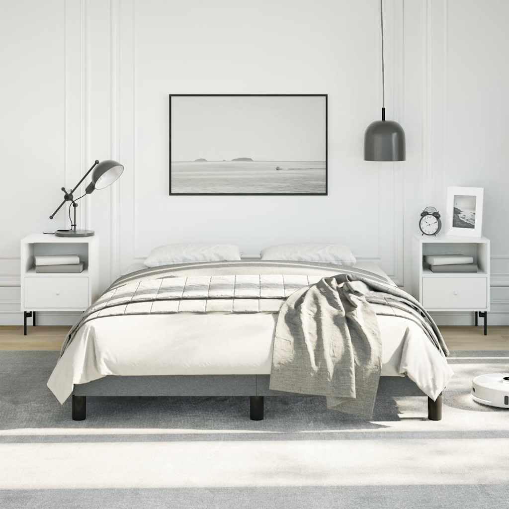 Full Bed Frame with Upholstered Platform Base Dark Gray Fabric Bedframe No Box Spring Needed Sturdy Slatted Support for Bedroom Furniture