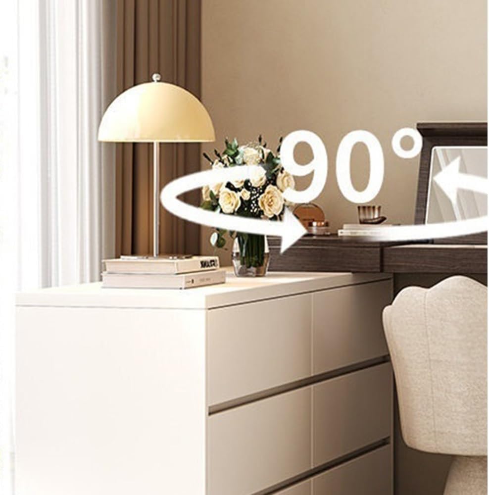 Vanity Table Solid Wood Vanity Table Chest of Drawers Flip-Top Mirror Corner Makeup Desk with Hidden