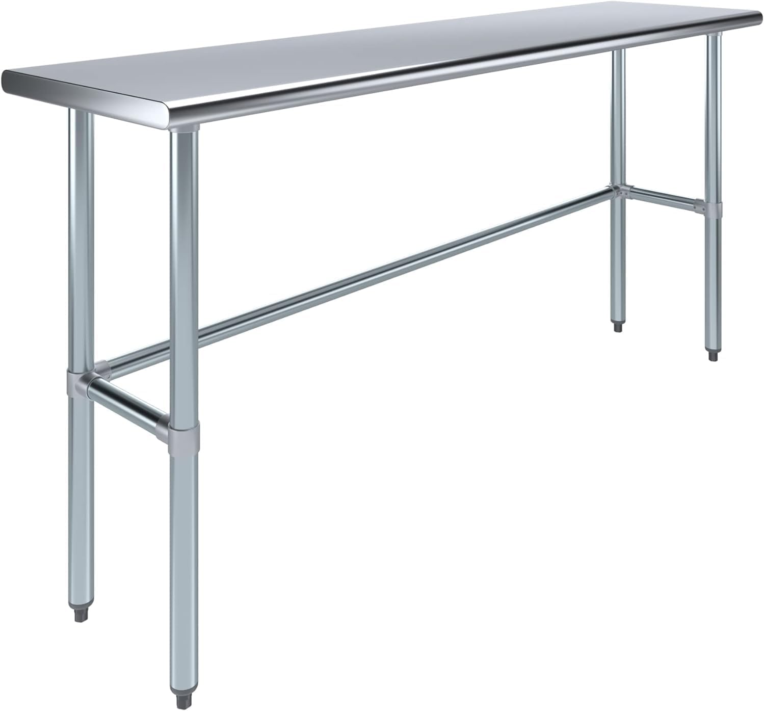 72″ × 18″ Open-Base Stainless Steel Work Table – NSF Certified Narrow Commercial Prep Table with Galvanized Legs for Kitchens, Labs & Food Trucks