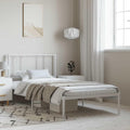 Twin XL Metal Platform Bed Frame with Headboard White 39.4'x78.7' - Sturdy Steel Frame, Noise Free Design, Underbed Storage Space for Bedroom Furniture