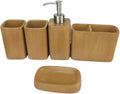 Vanity Bathroom Decor, Bathroom Accessory Set Modern Design European Style Resin Bathroom Accessory Set Imitation Wood Wash Set Housewarming Gift(Natural)