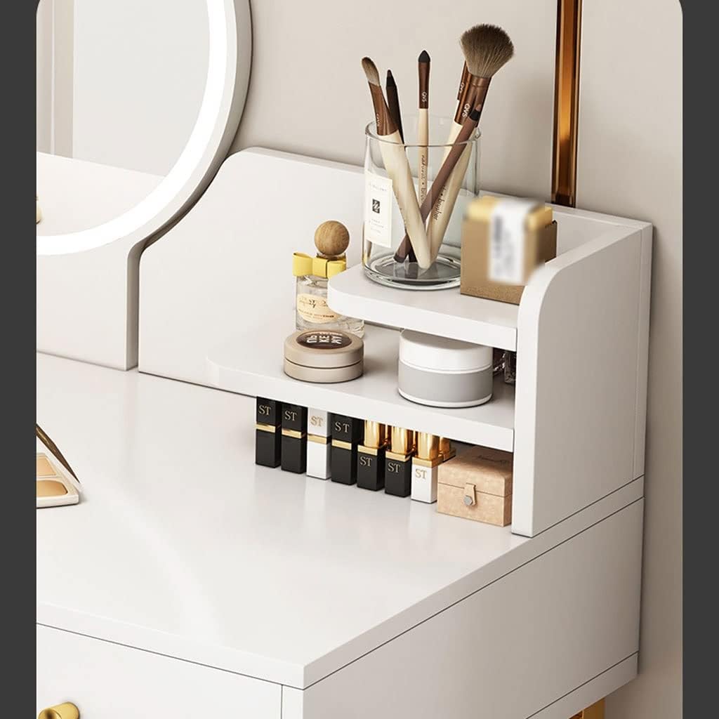 Vanity Benches Vanity Table Set Touch Screen Lighted Mirror, with 3 Large Drawers, Two Display ，Bottom Storage Shelf Ladies Or Girls Dresser (Color : A, Size : 100x40x119 cm)