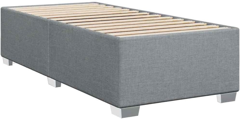 Light Grey Twin XL Bed Frame with Breathable Polyester Fabric and Sturdy Plywood Engineered Wood Construction, 6 Legs for Enhanced Stability and Modern Design