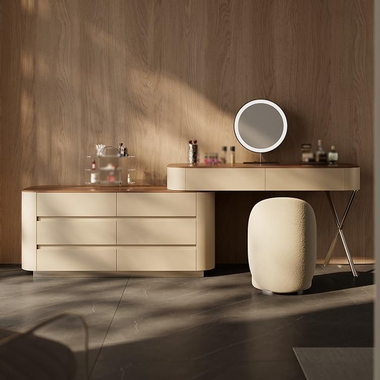 Makeup Vanity Dressing Table with Cabinet Corner Dressing Table Home Bedroom Dressing Table Wooden Vanity