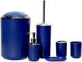 Vanity Bathroom Decor, Bathroom Accessory Set Modern Design 6 Piece Bathroom Accessory Set Toilet Brush Waste Bin Soap Dish Housewarming Gift(Blue)