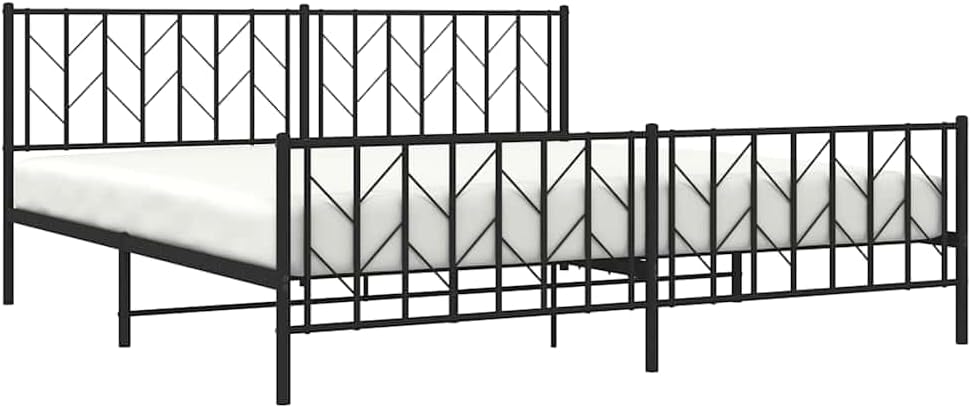 Metal Bed Frame Queen Size Black 76'x79.9' Steel Platform Bedframe with Footboard Underbed Storage Space Sturdy Durable for Bedroom Guest Room