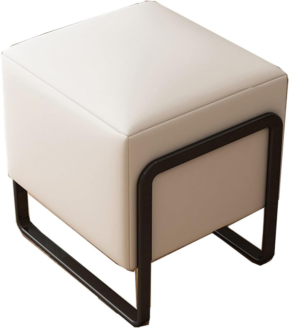 BTZHY Vanity Chair,Foot Rest, Leather Makeup Vanity Stool with Metal Legs, Foot Stool n Upholstered Footrest Stool Bench for Couch Bed Room Living Room
