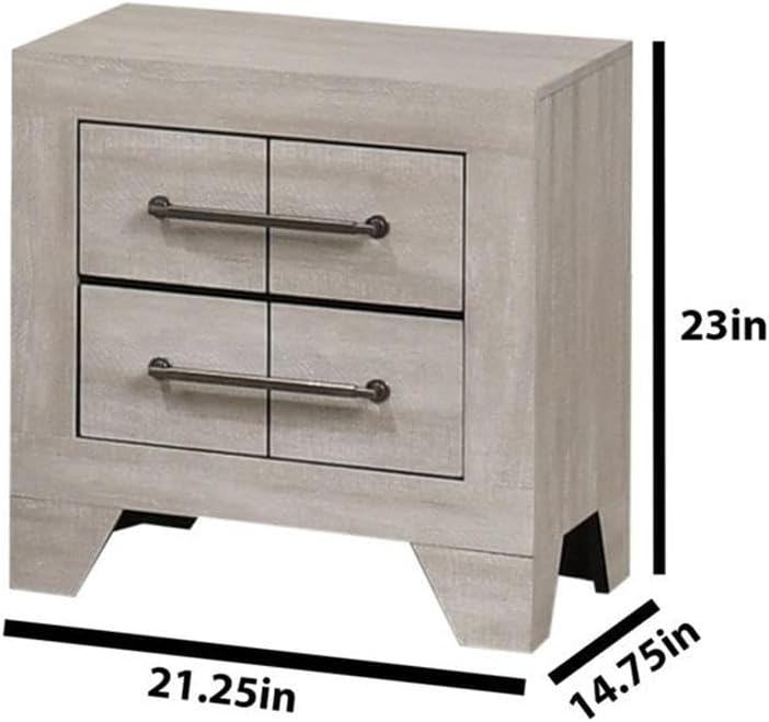 Best Quality Furniture 6 Piece Bedroom Set in Rustic Gray Oak Wood in King