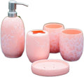 Vanity Bathroom Decor, Bathroom Accessory Sets Ceramic Simple Wash Five-Piece Jade Ice Porcelain 5 Bathroom Set Solid Color Housewarming Gift(Orange)