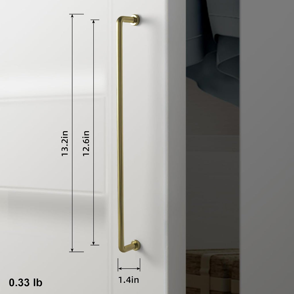 Goo-Ki 6 Pack 12 5/8' Center to Center Brushed Gold Modern Cabinet Pulls Solid Contemporary Home Improvement Hardware Drawer Pulls Zinc Alloy Kitchen Handles