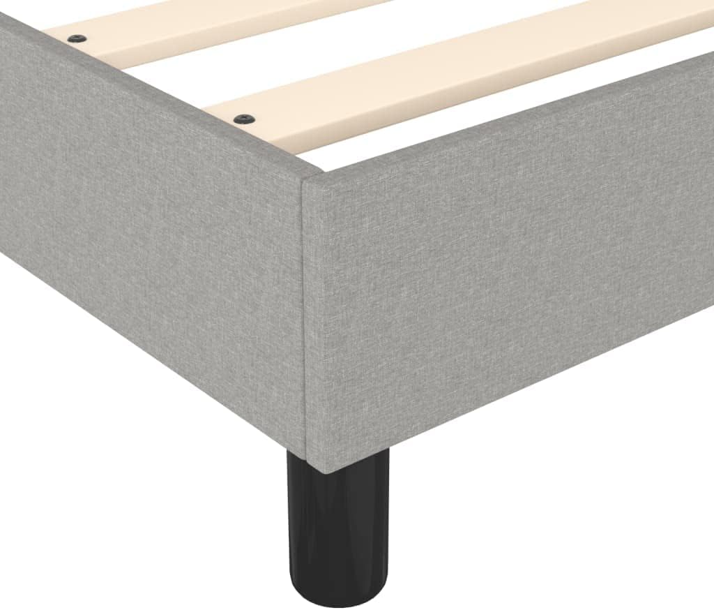 Box Spring Bed Frame Light Gray King Fabric Durable Breathable with Sturdy Legs and Plywood Slats for Stability and Support, 4-Piece Set, US Only