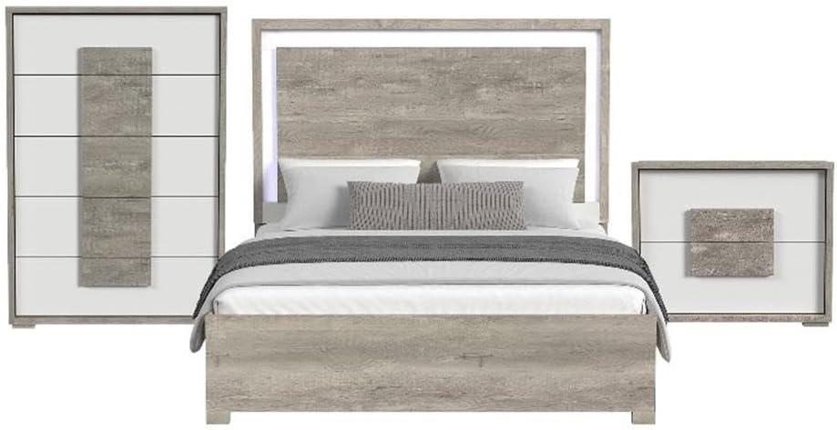 Picket House Vega King 3PC Bedroom Set with LED in Dual Tone