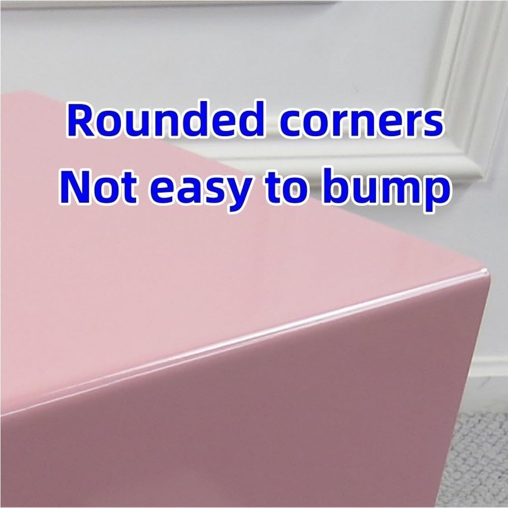 Cold-Rolled Plate Side Table, Modern Shoe Changing Bench, Square Coffee Table, Multifunctional Corner Table for Bedroom, Living Room, Entryway(Pink)