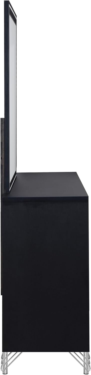 New Classic Furniture Ava 4-Piece Wood Queen Bedroom Set with Nightstand, Ebony Black