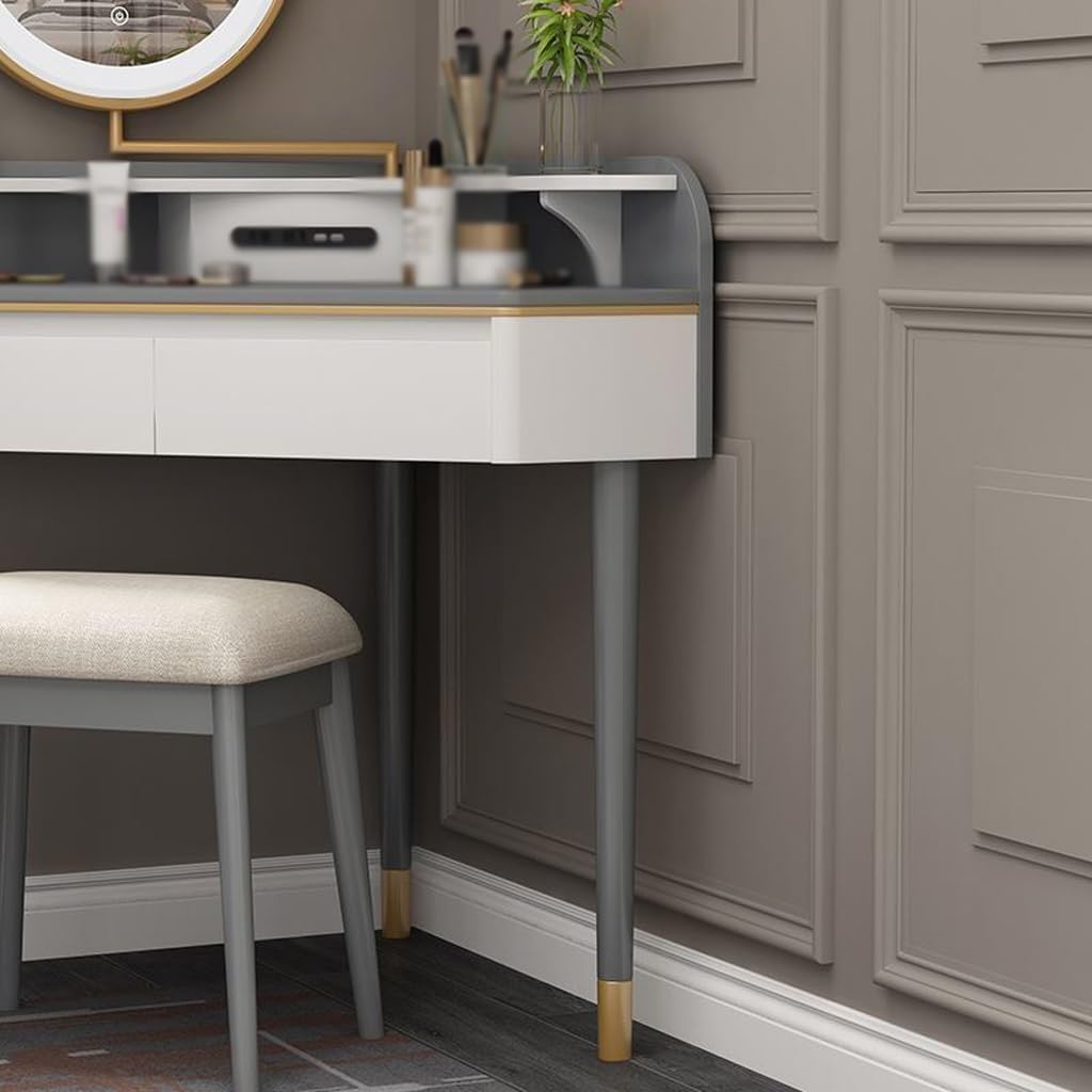 Makeup Table Vanity Dressing Table, Corner Bedroom Dressing Table, Light Luxury Lighted Mirror, Triangular Dressing Table Vanity Desk