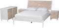 Baxton Studio Louetta White Caved Contrasting King Size 4-Piece Bedroom Set