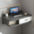 Floating Writing Desk with Storage Drawers Wall-Mounted Computer Table Hanging Corner Vanity Table Rounded Corners for Bedroom Long Lasting