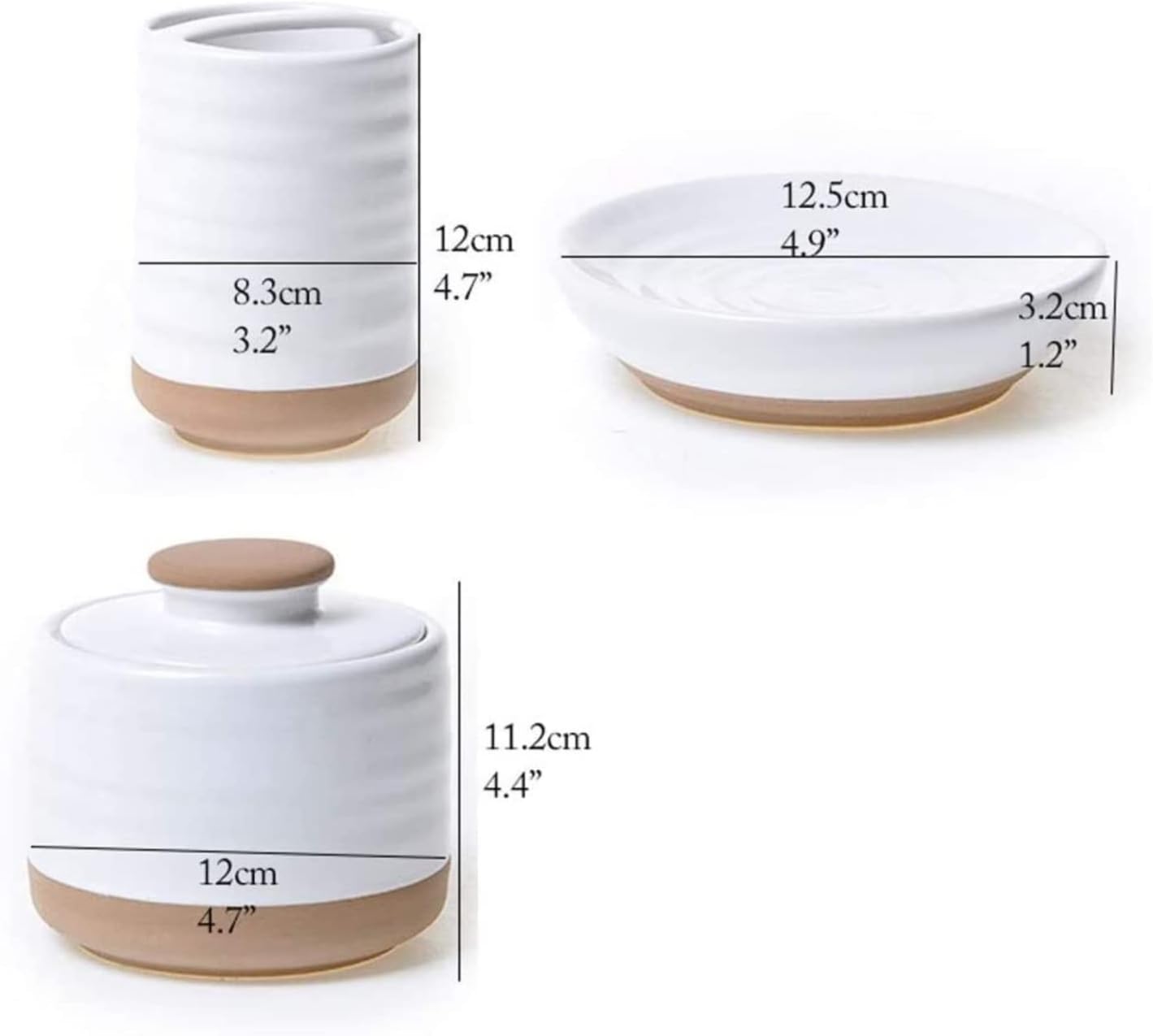 Vanity Bathroom Decor, Soap Dispenser Bottle White Ceramic Bathroom Accessories Set 4/5/6 Piece European Style Wash Set Housewarming Gift(B)