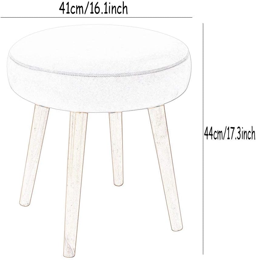 BTZHY Vanity Chair,Home Creative Makeup Stool with Solid Wood Frame Small Bench Velvet Upholstered Footstool Round Pouffes Chair Sitting