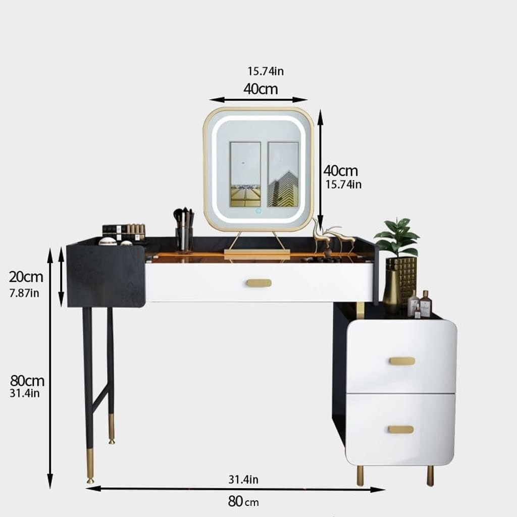 Vanity Benches Vanity Desk Set Modern Ladies Dresser Bedroom Small Dresser with LED Mirror, Side Cabinet, Dressing Stool (Color : A)