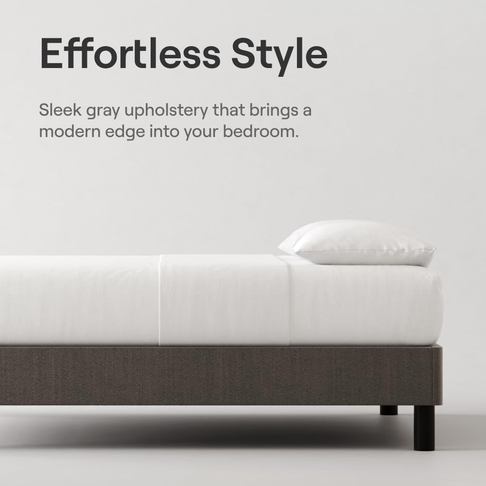 Nectar Bed Frame - Twin - Grey - 8 Inch Legs - Sturdy Wooden Slats for Support - Steel Frame - Contemporary and Durable Upholstery - Holds Up to 700 Pounds - Easy Assembly
