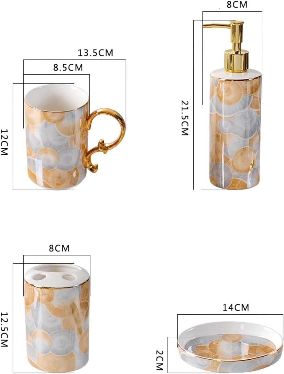 Vanity Bathroom Decor, Bathroom Accessory Sets European Ceramic Bathroom Six-Piece Light Simple Wedding Bathroom Supplies Housewarming Gift(C)