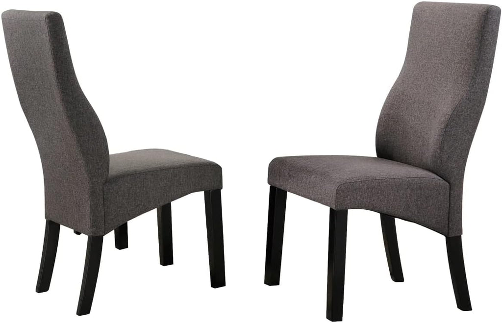 Kings Brand Furniture - Elegant Cappuccino/Grey Upholstered Parsons Dining Kitchen Chairs, Solid Wood Legs and Padded Seat- Set of 2