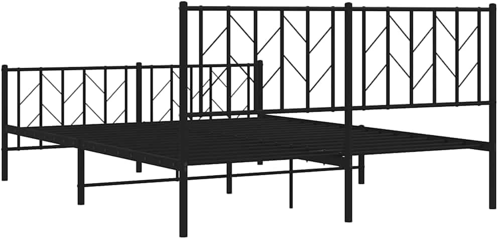 Metal Bed Frame with Footboard Queen Size Platform Bed Steel Construction Black 59.1'x78.7' Underbed Storage Space Sturdy Bedframe for Bedroom Furniture