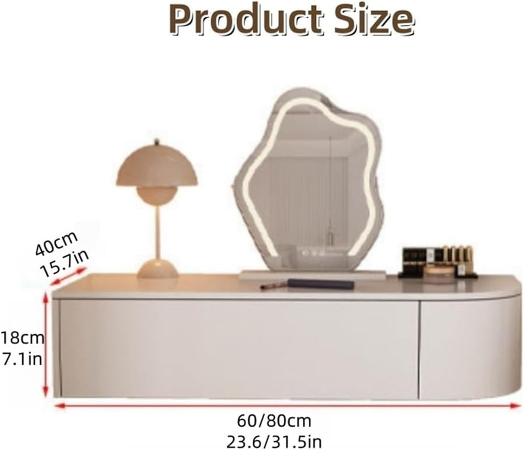 Floating Vanity Makeup Table with Drawer Wall-Mounted Dressing Table Corner Desk Small Suspended Vanity Desk,Ideal for Home
