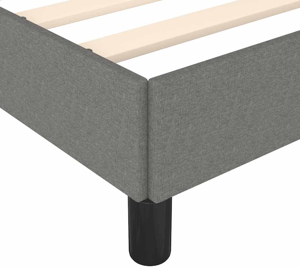Dark Gray Twin Bed Frame with Polyester Upholstery and Plywood Construction for Modern Bedroom, 1 Piece, Engineered Wood Support Structure, Durable Sleek Design, Easy