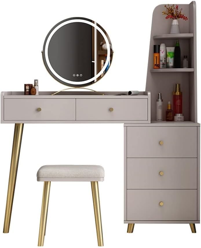 Vanity Benches Dresser Table Set Bedroom Modern Minimalist Storage Cabinet All-in-one Dressing Table Multifunctional Vanity Table (Color : F)