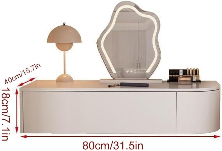 Wall Mounted Makeup Vanity, Floating Vanity Makeup Table, Space-Saving Corner Vanity Desk, Floating Dressing Table, Floating Corner Desk for Bedroom