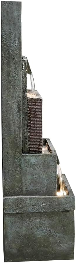 39.3' Outdoor Garden Water Fountain - Outdoor/Indoor Waterfall Floor-Standing Fountains with LED Lights for Yard, Floor Patio, Backyard and Home Art Deco