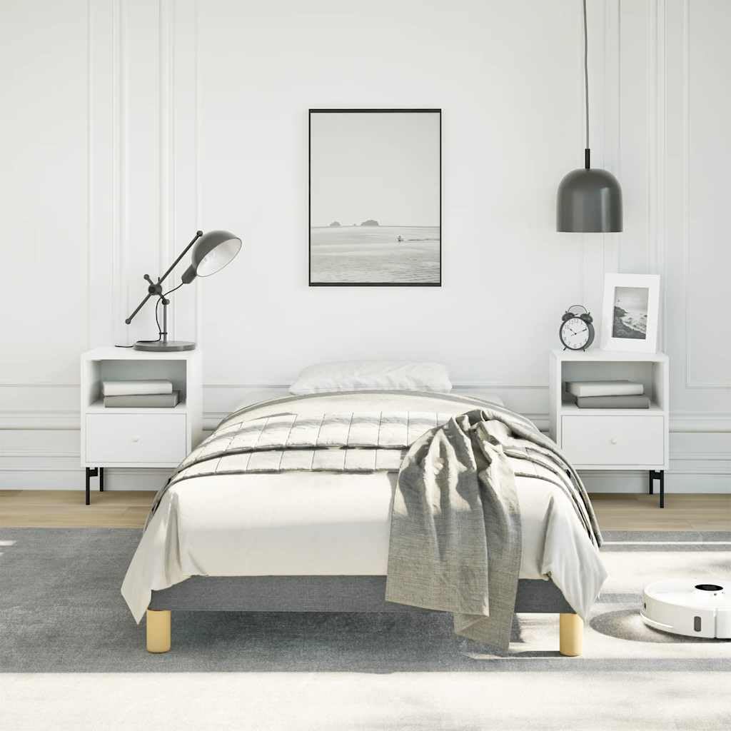 Dark Grey Polyester Twin XL Bed Frame with Plywood and Engineered Wood Construction, Modern Upholstered Platform for Sleek Decor, Breathable Fabric and Durable Support,