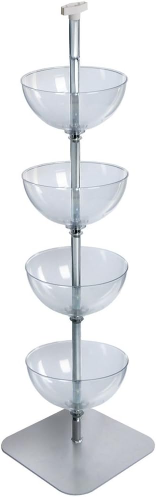 Azar Displays Tiered Bowl Floor Display with Flat Base, 4 Tiers, 14'D, Clear