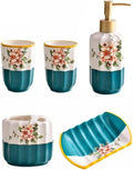 Vanity Bathroom Decor, Ceramic Soap Dispenser Set Bathroom Accessory Set Soap Pump for Bathroom Kitchen Soap Dish, Toothbrush Holder Housewarming Gift(5pack)