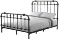 BOWERY HILL Transitional Metal Twin Spindle Bed, Antique Black Finish, Powder-Coated Steel Construction, 80.75 x 43.5 x 54.75 in, Headboard and Footboard Slats, Antique Gold Accents for Bedroom Use
