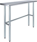 48' x 14' Open Base Stainless Steel Work Table – NSF Certified Narrow Commercial Utility Table with Galvanized Legs for Kitchens, Labs & Food Trucks