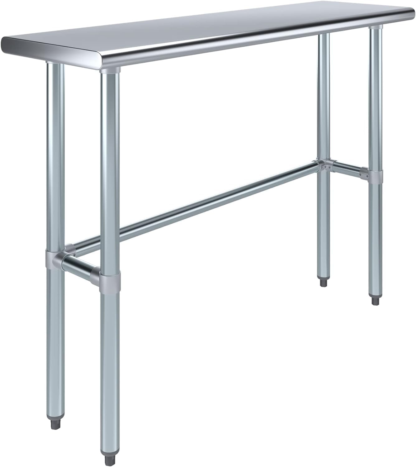 48' x 14' Open Base Stainless Steel Work Table – NSF Certified Narrow Commercial Utility Table with Galvanized Legs for Kitchens, Labs & Food Trucks