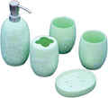 Vanity Bathroom Decor, Bathroom Accessory Sets Ceramic Simple Wash Five-Piece Jade Ice Porcelain 5 Bathroom Set Solid Color Housewarming Gift(Green)