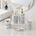 Vanity Bathroom Decor, Ceramic Bathroom Accessory Set Fashion Marble Pattern European Style Bathroom Kit for Housewarming Gift Housewarming Gift(C)
