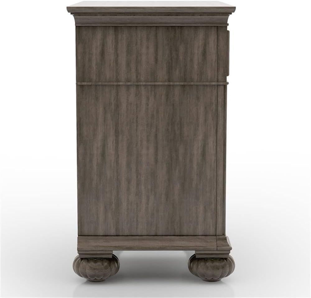 Furniture of America FOA Damos 3-Piece Gray Solid Wood Panel Bedroom Set - Cal King + 2 Nightstands