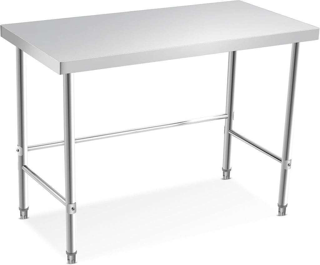 GlowSol Stainless Steel Table 48x24 Inch, NSF Heavy Duty Commercial Prep Table with Open Base, Metal Work Tabl-e for Restaurant Kitchen Home Hotel Food Prep